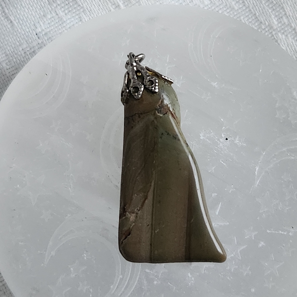 Unisex Vintage Green Jasper Pendant